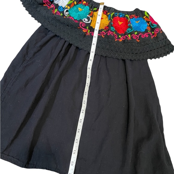Black Embroidered Peasant Blouse - Picture 5 of 6